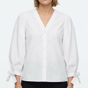 Cara Cara White Cotton Poplin Blouse Size Small
